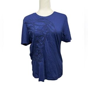 VERSACE Collection Authentic Blue Motif Embroidered Medusa Tee
